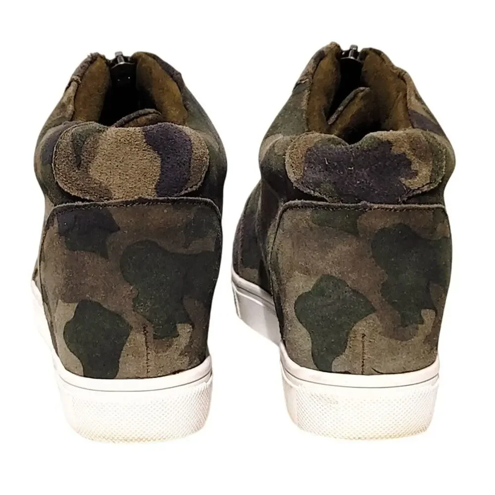 Blondo Glenda Waterproof Suede Camo Hidden Wedge Heels Sneakers Green Womens 7M